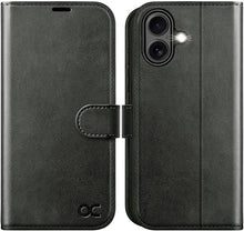Load image into Gallery viewer, OCASE Compatible with iPhone 16 Wallet Case, PU Leather Flip Folio Case with Card Holders RFID Blocking Kickstand [Shockproof TPU Inner Shell] Phone Cover 6.1 Inch 2024, Graphite
