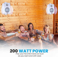 Load image into Gallery viewer, Pyle Indoor Outdoor Speakers Pair - 200 Watt Dual Waterproof 3.5” 2-Way Full Range Speaker System w/ 1/2” High Compliance Polymer Tweeter - in-Home, Boat, Marine, Deck, Patio, Poolside (White)
