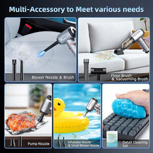 Load image into Gallery viewer, 4-in-1 Compressed Air Duster, 120000RPM Mini Vacuum Keyboard Cleaner, Air Blower&amp; Pumper, Keyboard Duster with LED Light - Electric Air Duster Cleaner for Computer and Car Deep Cleaning
