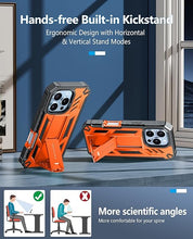 Load image into Gallery viewer, FNTCASE for iPhone 16 Pro Case: Military Grade Drop Proof Protection Mobile Cover with Kickstand | Matte Textured Rugged Shockproof TPU | Protective Sturdy Phone Case - 6.3 inch Orange
