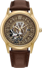 Load image into Gallery viewer, Citizen Eco-Drive Special Edition Disney 100 Mickey Mouse Fan Fare Gold Stainless Watch and Pin Box Set, Brown Leather Strap (Model: AW1783-43W)
