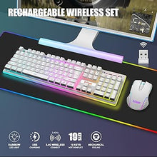 Load image into Gallery viewer, RedThunder K10 Wireless Gaming Keyboard and Mouse Combo, LED Backlit Rechargeable 3800mAh Battery, Mechanical Feel Anti-ghosting Keyboard + 7D 3200DPI Mice for PC Gamer (White)
