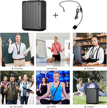 Load image into Gallery viewer, SHIDU Mini Voice Amplifier for Teachers, Bluetooth Voice Amplifier with Wired Microphone Headset, Portable Rechargeable Bluetooth Speaker for Classroom, Tour Guides, Speech, Meeting, Yoga-M200(Black)
