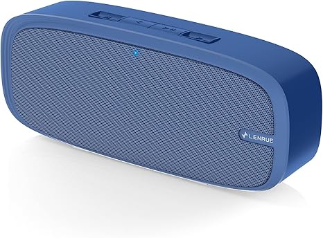 LENRUE Bluetooth Speaker, Wireless Portable Speaker with Loud Stereo Sound, Rich Bass, 12-Hour Playtime, Built-in Mic. Perfect for iPhone, Samsung and More (Blue)