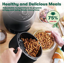 Load image into Gallery viewer, BELLA 2 qt Manual Air Fryer Oven and 5-in-1 Multicooker with Removable Nonstick and Dishwasher Safe Crisping Tray and Basket, 1200 Watt Heating System, Matte Black
