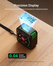 Load image into Gallery viewer, 2-in-1 Tape Measure with Laser, 197-ft Laser Tape Measure &amp; 9.8-ft Self-Locking Tape Measure with Movable Magnetic Hook, Measuring Pythagorean, Area, Volume with Switchable Units M/Ft/in
