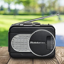 Load image into Gallery viewer, Studebaker Walkabout II Walkman Personal Stereo Cassette Player with AM/FM Radio and Built-in Speaker (Black/Silver)
