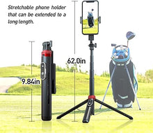 Load image into Gallery viewer, 62&quot; Phone Tripod &amp; Selfie Stick for Golf Training, Extendable Cell Phone Tripod Stand with Wireless Remote and Phone Holder, Golf Training Aid - Compatible with iPhone Android Phone
