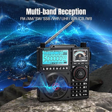 Load image into Gallery viewer, Raddy RF919 SSB Shortwave Radio with NOAA Weather Band, Full Band FM AM SW VHF UHF AIR CB WB and SSB Receiver, with Antenna Tuner, 3 External Antenna Ports, 5000mAh Rechargeable Battery (Black)
