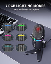 Load image into Gallery viewer, RGB USB Microphone - Condenser Gaming Microphone for PC/MAC/PS4/PS5/Phone- Cardioid Mic with Brilliant RGB Lighting Headphone Output Volume Control, Mute Button, for Streaming Podcast YouTube Discord
