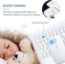 Load image into Gallery viewer, Wireless Keyboard and Mouse Ultra Slim Combo, TopMate 2.4G Silent Compact USB 2400DPI Mouse and Scissor Switch Keyboard Set with Cover, 2 AA and 2 AAA Batteries, for PC/Laptop/Windows/Mac - White
