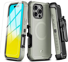 Load image into Gallery viewer, M MYBAT PRO Maverick Series iPhone 16 Pro Max Case with Belt Clip Holster,Compatible with Magsafe w/Screen Protector,Anti-Drop,Shockproof,360°Rotating Kickstand,Heavy Duty Protection Natural Titanium
