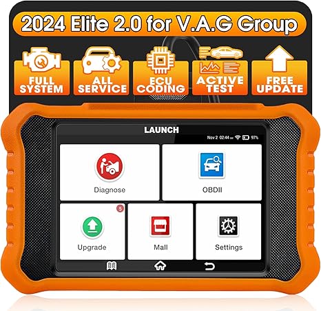 2024 LAUNCH Creader Elite V2.0 OBD2 Scanner for VW Audi Skoda Seat, Full Systems Bi-Directional Scan Tool for VAG Vehicles, All Services Car Code Reader, ECU Coding, AUTO VIN, Fr-ee Update