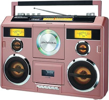 Load image into Gallery viewer, Studebaker Sound Station Portable Stereo Boombox with Bluetooth/CD/AM-FM Radio/Cassette Recorder (Rose Gold)
