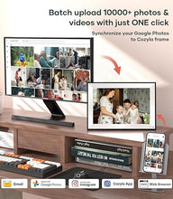 Load image into Gallery viewer, Cozyla Digital Picture Frame WiFi Free Unlimited Storage AI-Powered Send Pictures &amp; Videos via Google Photos Email Web Browser App Digital Photo Frame Electronic Picture Frame Slideshow 10.1 Inch Mat
