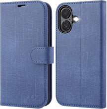 Load image into Gallery viewer, OCASE Compatible with iPhone 16 Wallet Case, PU Leather Flip Folio Case with Card Holders RFID Blocking Kickstand [Shockproof TPU Inner Shell] Phone Cover 6.1 Inch 2024, Denim Blue
