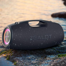 Load image into Gallery viewer, ZEALOT Bluetooth Speaker,120W Wireless Speaker with Booming Bass,IP67 Waterproof Speaker with LED Light, PowerBank,Bluetooth 5.2, Loud Bluetooth Speaker for Camping,Beach,Gifts(Black)
