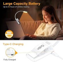 Load image into Gallery viewer, Gritin 16 LED Rechargeable Book Light for Reading in Bed-Eye Caring 3 Color Temperatures, Stepless Dimming Brightness,80Hrs Runtime,Lightweight Flexible Clip On Book Light for Book Lovers-White
