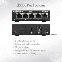 Load image into Gallery viewer, NETGEAR 5-Port Gigabit Ethernet Unmanaged Switch (GS305) - Home Network Hub, Office Ethernet Splitter, Plug-and-Play, Silent Operation, Desktop or Wall Mount

