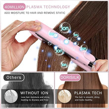 Load image into Gallery viewer, DORISILK 500 Degree High Temp Professional Hair Straightener?30s Fast Heating Ceramic Flat Iron ?2 in 1 Hair Straightener and Curler?Plasma Flat Iron Hair Straightener Get Frizz-Free and Shiny(Pink)
