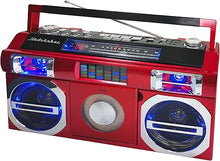 Load image into Gallery viewer, Studebaker SB2145R 80&#39;s Retro Street Bluetooth Boombox with FM Radio, CD Player, LED EQ, 10 Watts RMS Power and AC/DC in Red
