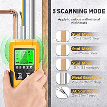 Load image into Gallery viewer, Stud Finder Wall Scanner Detector - 5 in 1 Electronic Wall Wood Metal Stud Finder Edge Center Beam Finders Stud Sensor with LCD Display for Live AC Wire Pipe Metal Wood Studs Joist Drywall Detection
