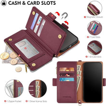 Load image into Gallery viewer, Antsturdy Compatible with Samsung Galaxy S25 Wallet Case for Women?RFID Blocking? Crossbody Phone Case PU Leather Zipper with Wrist Strap Flip Cover Credit Card Holder for S25 6.2&quot;,Wine Red
