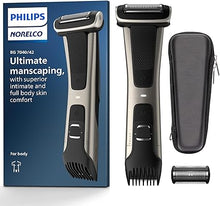 Load image into Gallery viewer, Philips Norelco Bodygroom Series 7000 Showerproof Body &amp; Manscaping Trimmer &amp; Shaver with case and Replacement Head for Above and Below The Belt, BG7040/42
