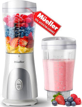 Load image into Gallery viewer, Mueller Personal Blender for Shakes and Smoothies with 15 Oz Travel Cup and Lid, Juices, Baby Food, Heavy-Duty Portable Blender &amp; Food Processor, White
