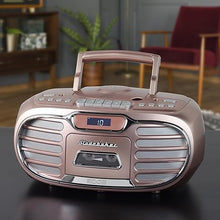 Load image into Gallery viewer, Studebaker Retro Edge Big Sound Bluetooth Boombox with CD/Cassette Player-Recorder/AM-FM Stereo Radio (Rose Gold/SB2150RG)
