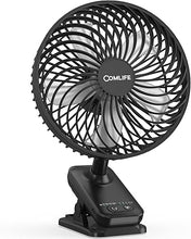 Load image into Gallery viewer, 7&#39;&#39; Portable Clip on Fan, 10000mAh Rechargeable Battery Operated Table Fan, Max 40H Cooling,4 Speeds Auto Oscillating Desk Fan with Sturdy Clamp for Camping Outdoor Travel RV Home Office Hurricane
