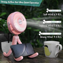 Load image into Gallery viewer, AMACOOL Battery Operated Stroller Fan Flexible Tripod Clip On Fan with 3 Speeds and Rotatable Handheld Personal Fan for Car Seat Crib Bike Treadmill (Pink)
