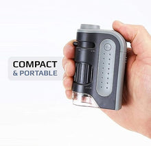 Load image into Gallery viewer, Carson MicroBrite Microscope Kit, 60x-120x LED Pocket Microscope for Adults or STEM Education, Pro Includes Adapter with CarsonCam Phone App Converts into Powerful Handheld Digital Microscope (MM-350)
