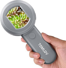 Load image into Gallery viewer, TOMLOV P10 Microscope for Adults Kids, Portable 100X Illuminated Jewelers Loupe, Handheld Coin Magnifier with Light for Collectors, Pocket Trichome Magnifying Glass, Digital Microscope with 2&quot; Screen
