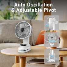 Load image into Gallery viewer, 8 inch Desk Fan, 20000mAh Rechargeable Clip On Fan with Atmosphere Light, Battery Operated, 112 Hours Work, 9 Speed Ultra Quiet, Auto Oscillation Table Fan for Travel Camping Bedroom Office Home
