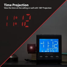 Load image into Gallery viewer, Magnasonic Projection Alarm Clock with AM/FM Radio, Battery Backup, Auto Time Set, Dual Alarm, Nap/Sleep Timer, Indoor Temperature/Date Display with Dimming &amp; 3.5mm Audio Input - Black (EAAC601)
