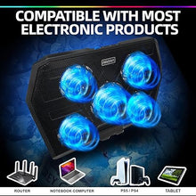 Load image into Gallery viewer, NAGAN Laptop Cooling Pad with 5 Fans, RGB Gaming Laptop Cooler with Dual USB Ports, Adjustable Height, Quiet, USB Powered - Ideal for Gaming Notebook, Fits 15-17.3 inch Laptop
