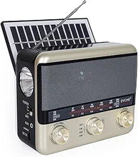 Load image into Gallery viewer, Retro Portable Radio AM FM SW Shortwave Radio with Bluetooth Speaker,Battery Operated or AC,Solar,SUB Charging, TF Card,USB Playing Flashlight
