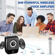 Load image into Gallery viewer, Voice Amplifier with Dual Professional Microphones Wireless-25W Portable Microphone and Speaker Pa System, Bluetooth Speaker with Microphone Megaphone for Teachers Outdoor Indoor ect
