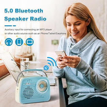 Load image into Gallery viewer, Portable Am Fm Radios, Radio Bluetooth Support Battery Operated or Plug in Wall for Home/Outdoor, Strong Reception &amp; Sound, Large Dial Easy to Use, Gifts for Seniors Elderly (Blue)
