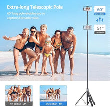 Load image into Gallery viewer, ATUMTEK 60&quot; Selfie Stick Tripod, All in One Extendable Phone Tripod Stand with Bluetooth Remote 360° Rotation for iPhone and Android Phone Selfies, Video Recording, Vlogging, Live Streaming, Black
