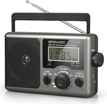 Load image into Gallery viewer, Greadio Portable Shortwave Radio with Best Reception,AM FM Transistor,LCD Display,Time Setting,Battery Operated by 4 D Cell Batteries or AC Power,Big Speaker,Earphone Jack for Gift,Elder,Home
