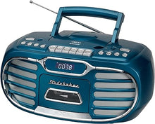 Load image into Gallery viewer, Retro Edge Big Sound Bluetooth Boombox with CD/Cassette Player-Recorder/AM-FM Stereo Radio (Blue)
