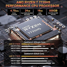 Load image into Gallery viewer, Beelink EQR6 Mini PC, AMD Ryzen 7735HS(8C/16T, Up to 4.75GHz), 24GB DDR5 500GB PCIE4.0 SSD, Radeon 680M 12 core 2200MHz, Built-in PSU Mini Computer, Support Dual LAN/Dual Display/Office/Gaming Mini PC
