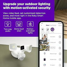 Load image into Gallery viewer, Roku Floodlight Camera for Home Security, Wired Outdoor Security Camera with 270° 1080p HD Night Vision, Dimmable Floodlights, Motion &amp; Sound Detection, Remote Monitoring, 90-Day Subscription Included
