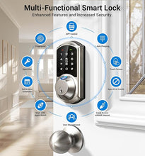 Load image into Gallery viewer, Veise Fingerprint Smart Lock for Front Door, 7-in-1 Keyless Entry Deadbolt with App Control, Electronic Digital Locks with Touchscreen Keypad, Auto Lock, Easy Install, Waterproof, Satin Nickel
