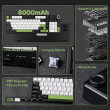 Load image into Gallery viewer, EPOMAKER X Aula F99 PRO Wireless Gaming Keyboard, Hot Swappable Custom Keyboard, 2.4GHz/Type-C/BT5.0 Mechanical Keyboard with 8000mAh Battery, RGB Backlit Gaming Keyboard (Black&amp;White&amp;Green)
