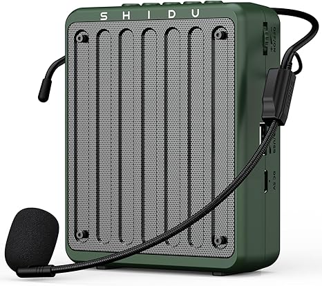 SHIDU Bluetooth Voice Amplifier for Teachers, Portable Voice Amplifier with Wired Headset Microphone,Mini Personal Rechargeable PA System for Classroom,Tour Guides, Speaking, Meetings,Yoga-M200(Green)