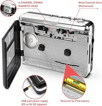 Load image into Gallery viewer, Cassette Player Walkman - Compact Tape Player Portable Recorder with Earphone-Convert Audio Music Cassette to MP3 Digital, Compatible with Laptop/PC/MAC- for Entertainment, Travel, Light Sports(Black)
