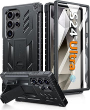 Load image into Gallery viewer, FNTCASE for Samsung Galaxy S24-Ultra Case: Military Grade Drop Proof Protection Cases with Kickstand | Shockproof Rugged Hard Phonecase Heavy Duty Matte Textured Protective Cover - 6.8 Inch Black
